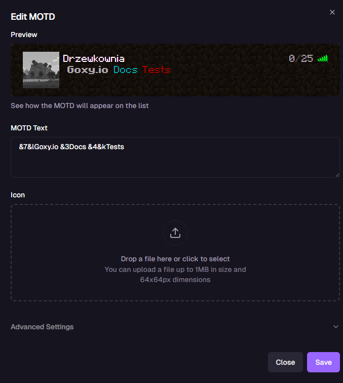 Domain edit button