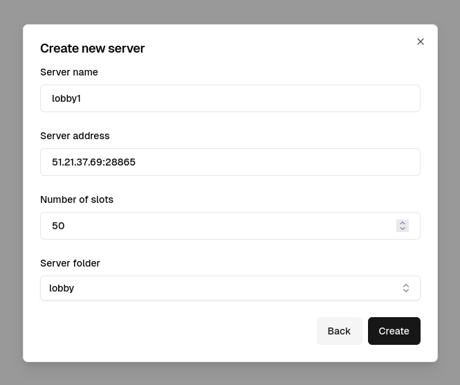 list of availble servers